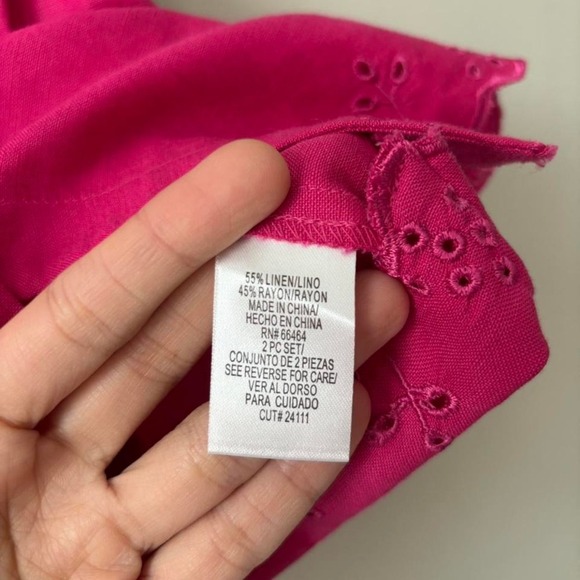NEW Vintage Y2K Fuchsia linen set button-up embroidered top and capri - Small - Picture 10 of 10